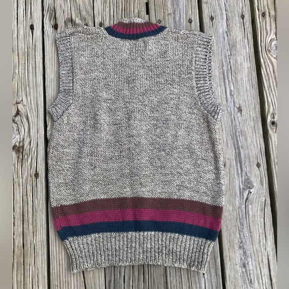 Vintage DEPOE BAY DRY GOODS Collegiate Stripe V Neck Pullover Sweater Vest S M - Picture 7 of 10